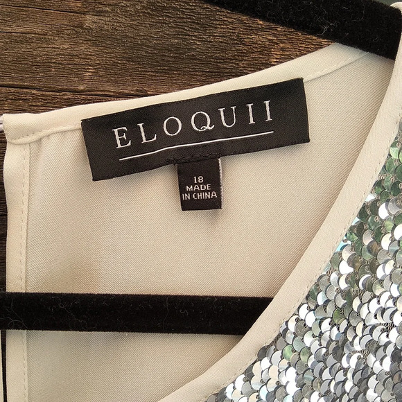 Eloquii Silver Sequin Sleeveless Top Size 18 - Picture 2 of 10